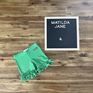 Matilda Jane Good Hart Seaweed Knit Ruffle Green Shorties Shorts Cotton Girls 4